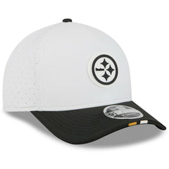 Pittsburgh Steelers New Era Youth 2025 NFL Training Camp A-Frame 9FORTY Adjustable Hat White/Black