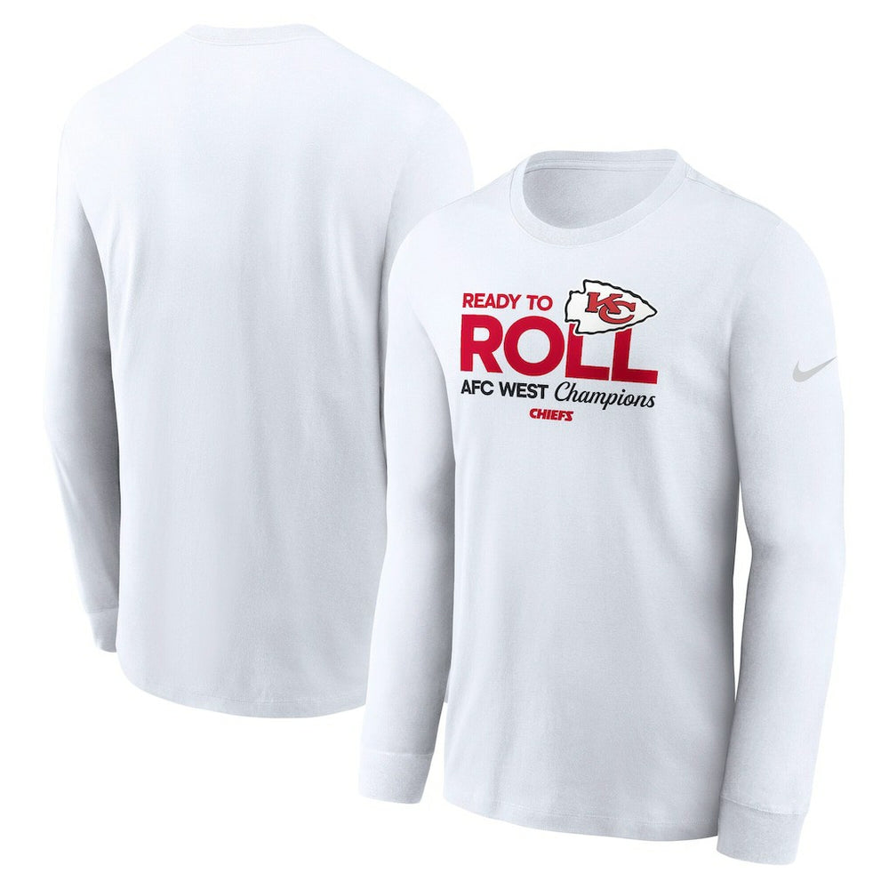 Kansas City Chiefs 2024 AFC West Division Champions Locker Room Trophy Collection Long Sleeve T-Shirt White