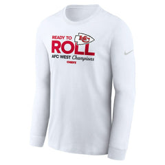 Kansas City Chiefs 2024 AFC West Division Champions Locker Room Trophy Collection Long Sleeve T-Shirt White