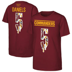 Jayden Daniels Washington Commanders Outerstuff Youth Mainliner Drip Player Name & Number T-Shirt Burgundy