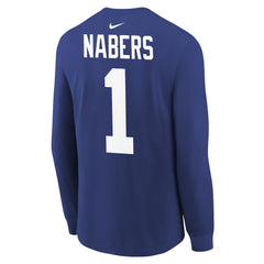 Malik Nabers New York Giants Youth Player Name & Number Long Sleeve T-Shirt Royal