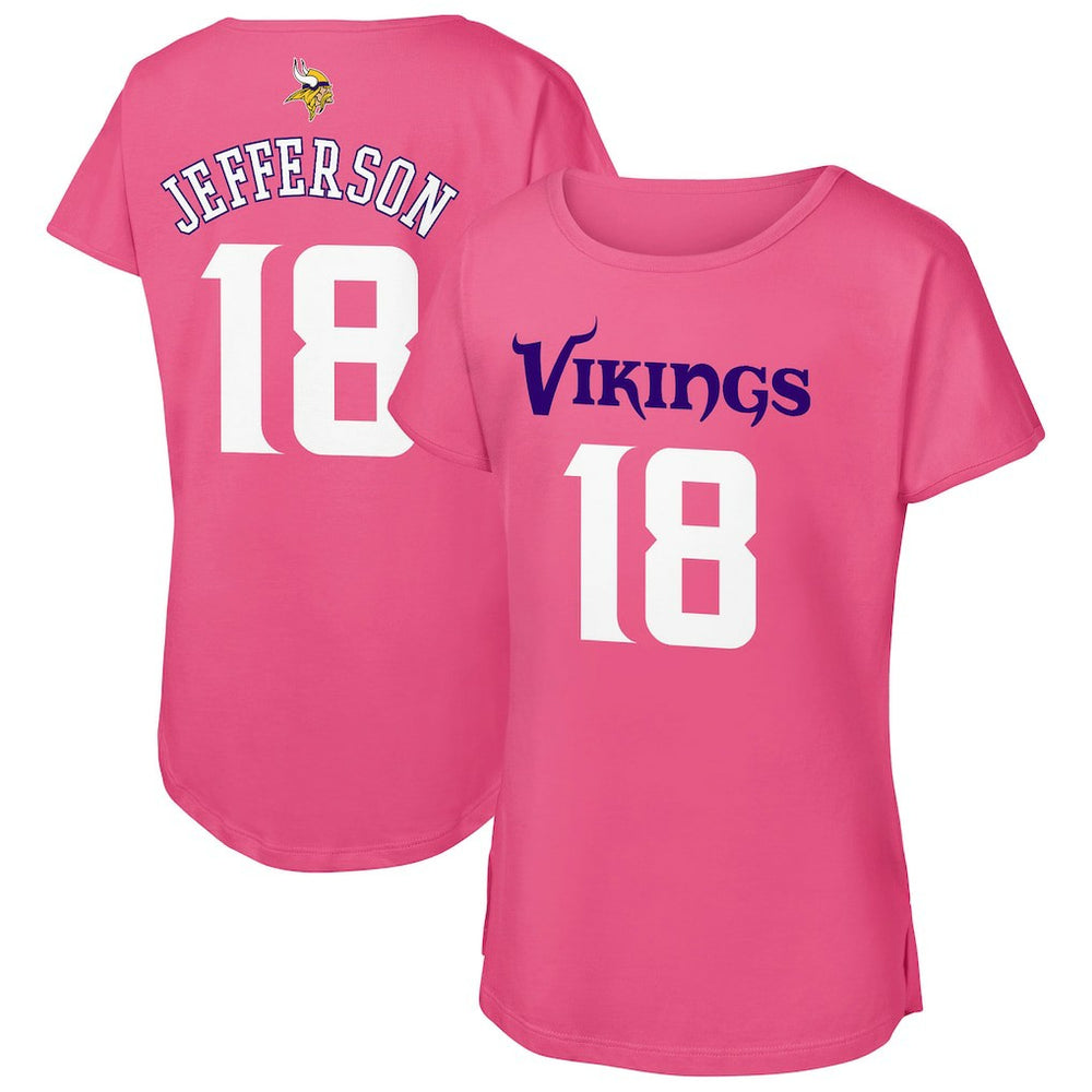 Justin Jefferson Minnesota Vikings Outerstuff Girls Youth Player Name & Number T-Shirt Pink