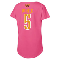 Jayden Daniels Washington Commanders Outerstuff Girls Youth Player Name & Number T-Shirt Pink