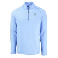 Cincinnati Bengals Cutter & Buck Peshastin Eco Fleece Recycled Raglan Quarter-Zip Top Powder Blue