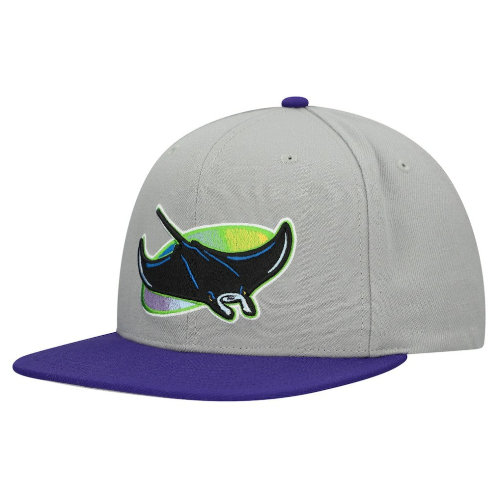 Tampa Bay Rays Mitchell & Ness Cooperstown Collection Basic Flip Snapback Hat - Gray Hats