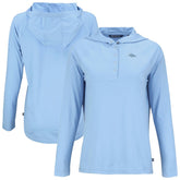 Denver Broncos Cutter & Buck Women's Coastline Epic Comfort Eco Recycled Long Sleeve Hoodie T-Shirt Powder Blue