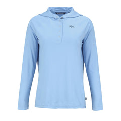 Denver Broncos Cutter & Buck Women's Coastline Epic Comfort Eco Recycled Long Sleeve Hoodie T-Shirt Powder Blue
