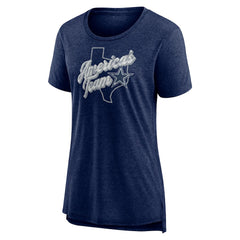 Dallas Cowboys Women's First Down Distressed Tri-Blend T-Shirt Navy