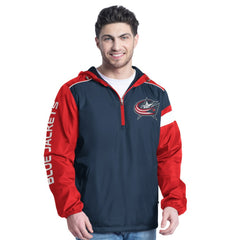 NHL Columbus Blue Jackets G-III Sports by Carl Banks Lateral Half-Zip Hoodie Jacket - Navy/Red