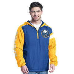 NHL Buffalo Sabres G-III Sports by Carl Banks Lateral Half-Zip Hoodie Jacket - Royal/Gold