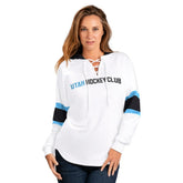 NHL Utah Mammoth G-III 4Her by Carl Banks Women's Goal Zone Long Sleeve Lace-Up Hoodie T-Shirt - White
