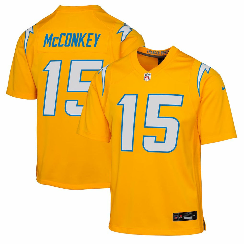 NFL Ladd McConkey Los Angeles Chargers Youth Alternate Charger Power Game Player Jersey - Gold