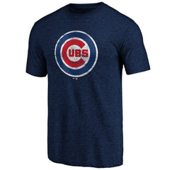 Chicago Cubs Weathered Official Logo Tri-Blend T-Shirt - Navy T-shirts