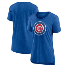 Chicago Cubs Women's Weathered Official Logo Tri-Blend T-Shirt - Royal T-shirts