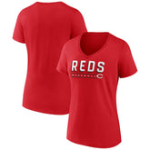 Cincinnati Reds Women's Primary Play V-Neck T-Shirt - Red T-shirts