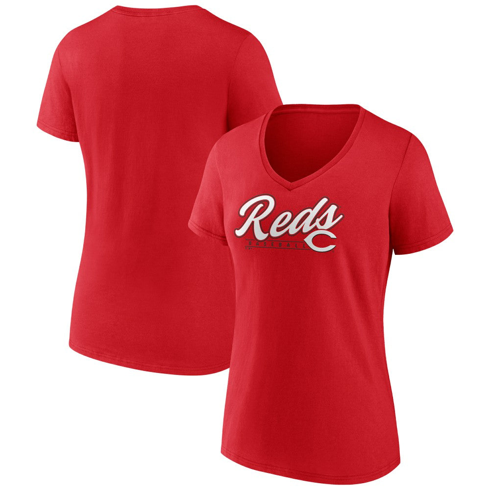 Cincinnati Reds Women's One And Only V-Neck T-Shirt - Red T-shirts