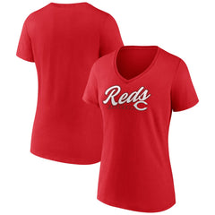 Cincinnati Reds Women's One And Only V-Neck T-Shirt - Red T-shirts