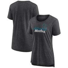 Miami Marlins Women's Practice Time Tri-Blend T-Shirt - Gray T-shirts