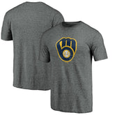 Milwaukee Brewers Weathered Official Logo Tri-Blend T-Shirt - Heather Gray T-shirts