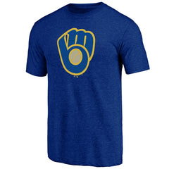 Milwaukee Brewers Cooperstown Official Logo Tri-Blend T-Shirt - Royal T-shirts