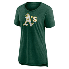 Athletics Women's Weathered Official Logo Tri-Blend T-Shirt - Green T-shirts