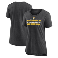 Pittsburgh Pirates Women's Power Swing Tri-Blend T-Shirt - Gray T-shirts