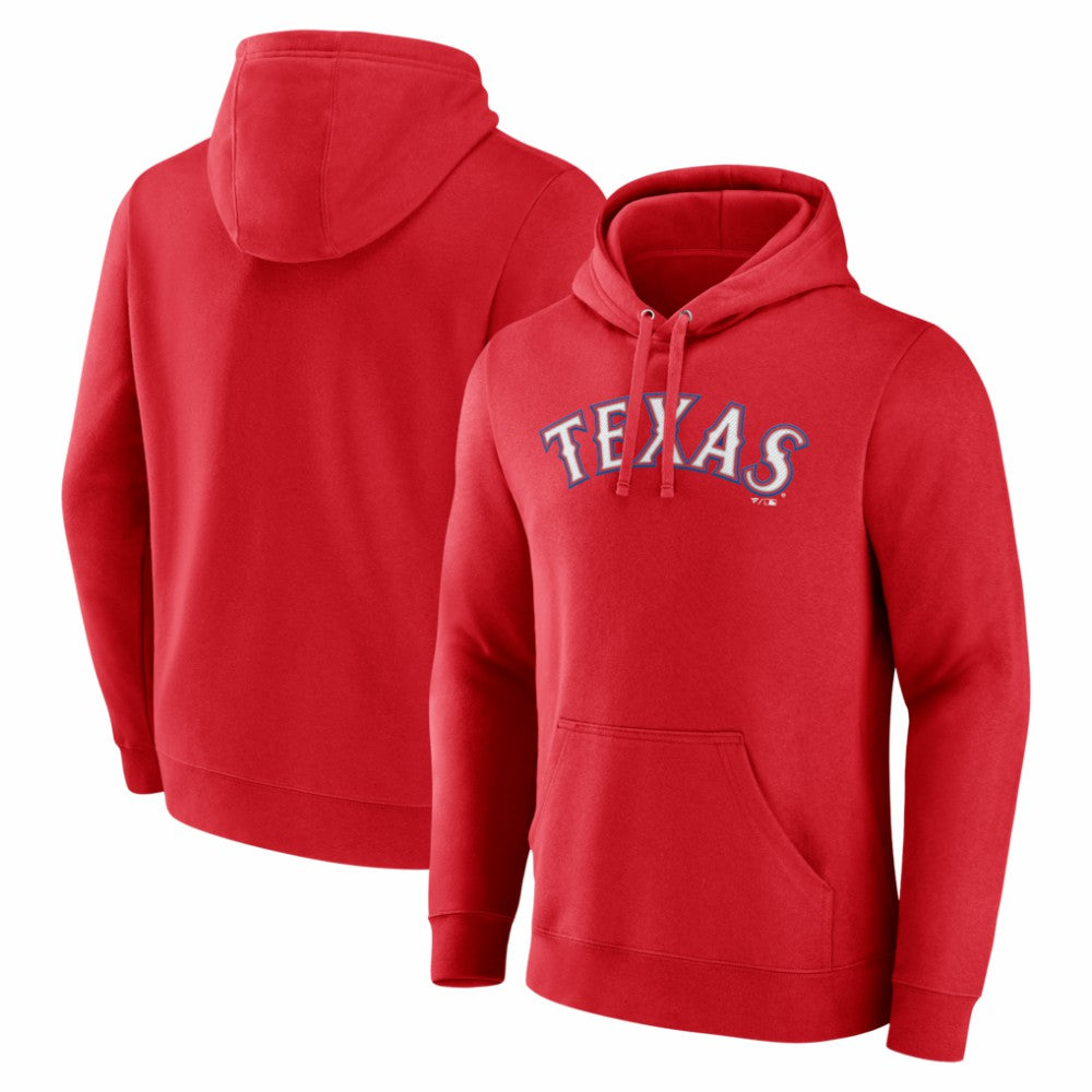 Texas Rangers Official Wordmark Pullover Hoodie - Red Hoodies