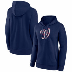 Washington Nationals Women's Distressed Team Pullover Hoodie - Navy Hoodies