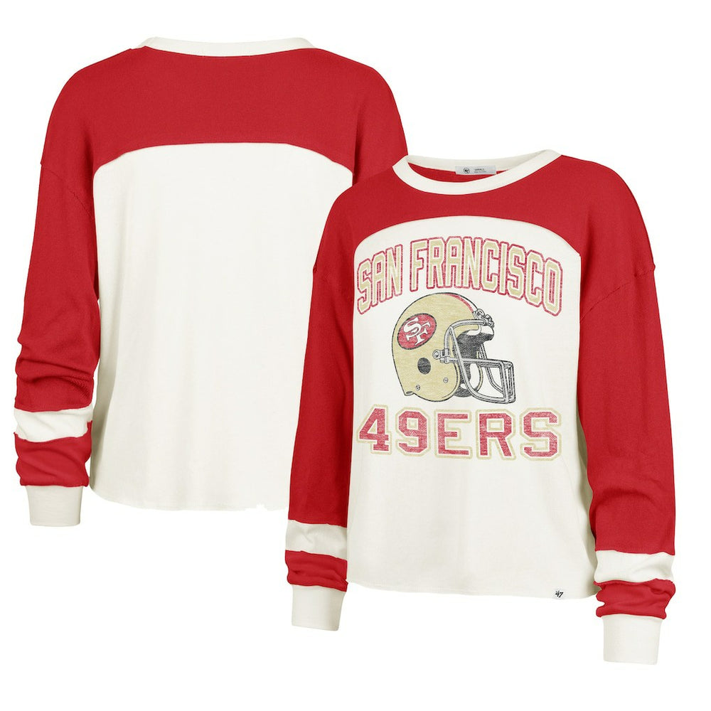 San Francisco 49ers '47 Women's Double Header Curve Toni Long Sleeve T-Shirt Cream