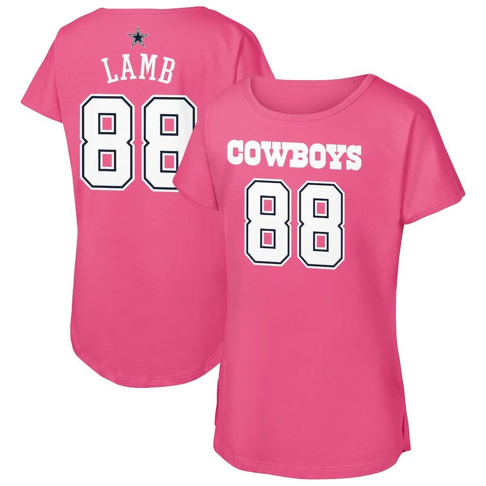 CeeDee Lamb Dallas Cowboys Girls Youth Player Name & Number T-Shirt Pink
