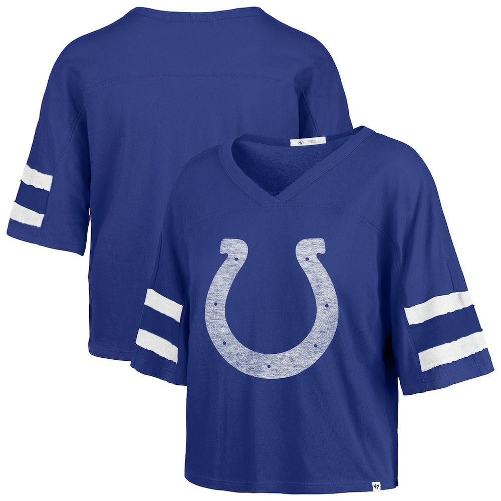 Indianapolis Colts '47 Women's Premier Scout Cropped V-Neck T-Shirt Royal