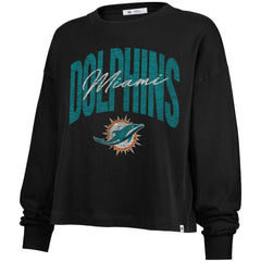 Miami Dolphins '47 Women's Muse Sydney Long Sleeve Cropped T-Shirt Black