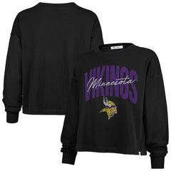 Minnesota Vikings '47 Women's Muse Sydney Long Sleeve Cropped T-Shirt Black