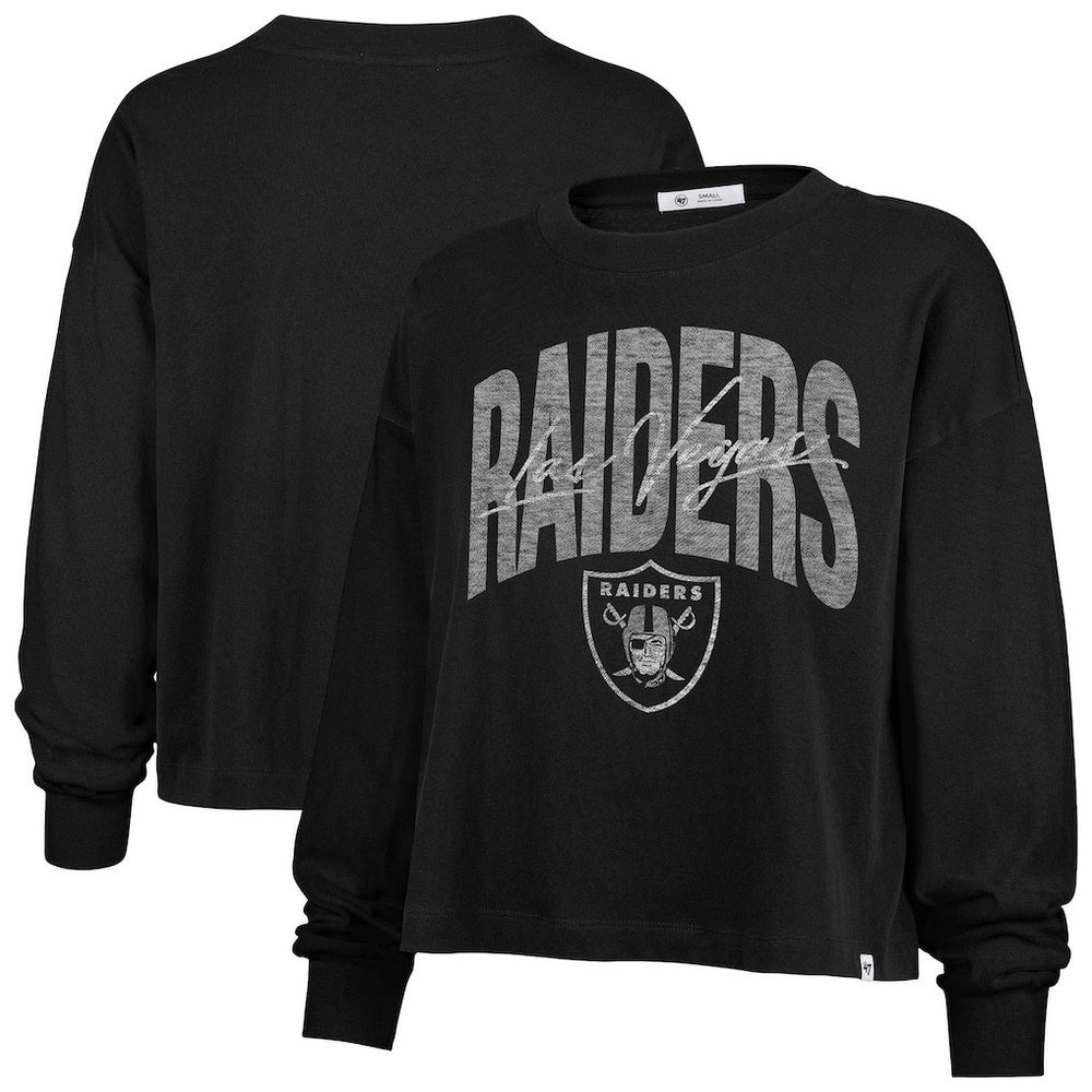Las Vegas Raiders '47 Women's Muse Sydney Long Sleeve Cropped T-Shirt Black