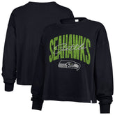 Seattle Seahawks '47 Women's Muse Sydney Long Sleeve Cropped T-Shirt College Navy