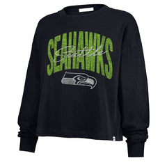 Seattle Seahawks '47 Women's Muse Sydney Long Sleeve Cropped T-Shirt College Navy