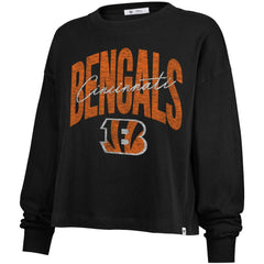 Cincinnati Bengals '47 Women's Muse Sydney Long Sleeve Cropped T-Shirt Black