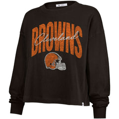 Cleveland Browns '47 Women's Muse Sydney Long Sleeve Cropped T-Shirt Brown