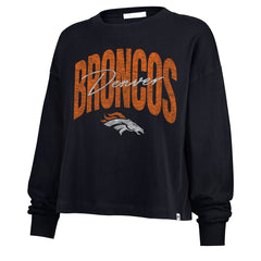 Denver Broncos '47 Women's Muse Sydney Long Sleeve Cropped T-Shirt Navy