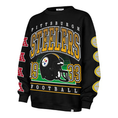 Pittsburgh Steelers '47 Women's Go Big Oversized Pullover Sweatshirt Black
