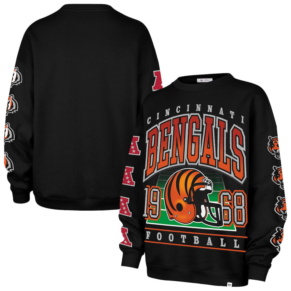 Cincinnati Bengals '47 Women's Go Big Oversized Pullover Sweatshirt Black
