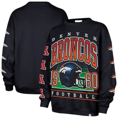 Denver Broncos '47 Women's Go Big Oversized Pullover Sweatshirt Navy