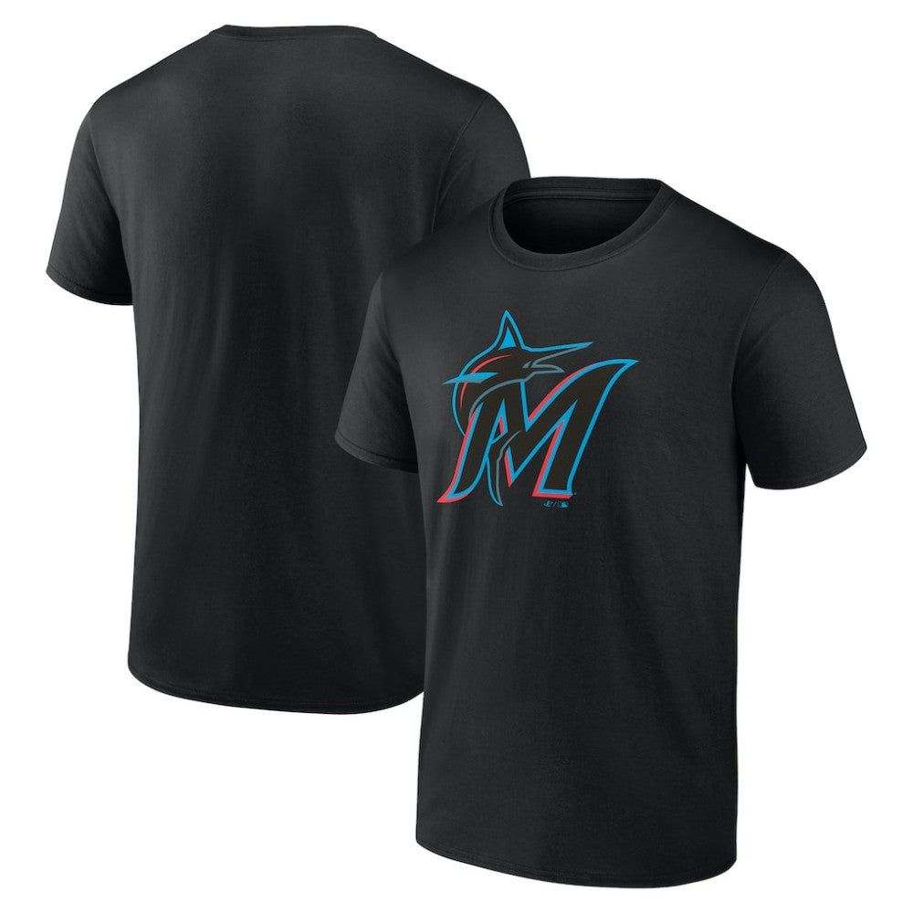 Miami Marlins Profile Big & Tall Primary Logo T-Shirt - Black T-shirts