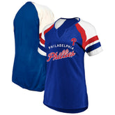 Philadelphia Phillies Profile Women's Arched Notch Neck T-Shirt - Royal T-shirts