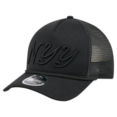 New York Yankees New Era City Initial 9FORTY A-Frame M-Crown Adjustable Trucker Hat - Black Hats