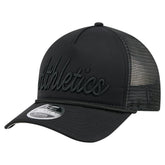 Athletics New Era City Initial 9FORTY A-Frame M-Crown Adjustable Trucker Hat - Black Hats