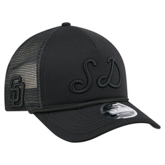 San Diego Padres New Era City Initial 9FORTY A-Frame M-Crown Adjustable Trucker Hat - Black Hats