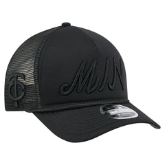 Minnesota Twins New Era City Initial 9FORTY A-Frame M-Crown Adjustable Trucker Hat - Black Hats