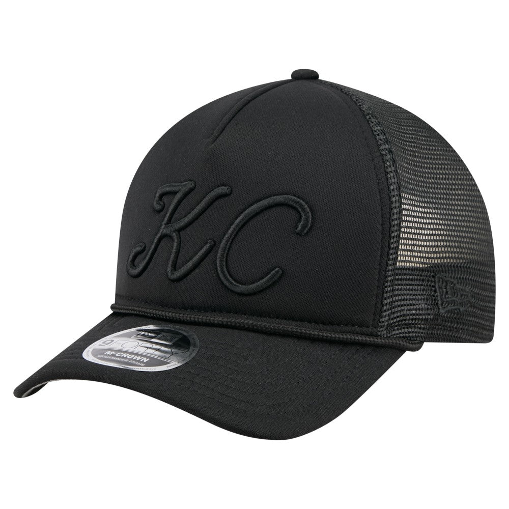 Kansas City Royals New Era City Initial 9FORTY A-Frame M-Crown Adjustable Trucker Hat - Black Hats