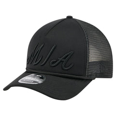 Miami Marlins New Era City Initial 9FORTY A-Frame M-Crown Adjustable Trucker Hat - Black Hats